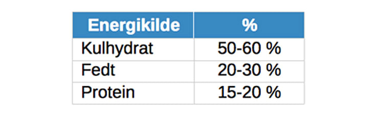 Anbefalet energifordeling tabel