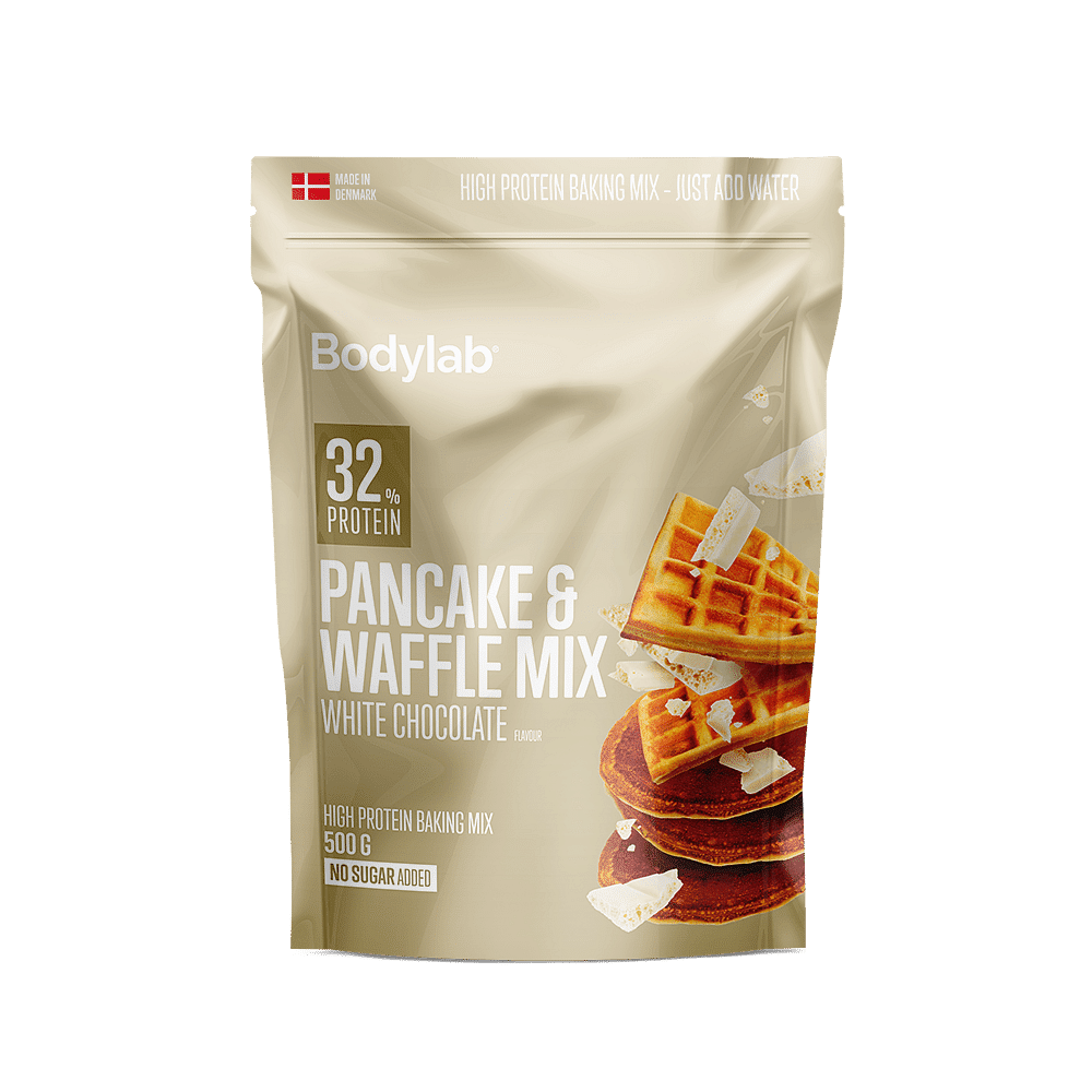 Køb American Style Protein Pancake & Waffle Mix (500 g) - White Chocolate - Pris 99.00 kr.