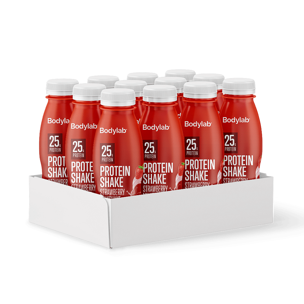 Køb Protein Shake (12 x 330 ml) - Strawberry Milkshake - Pris 219.00 kr.